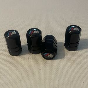BMW Motorsports Logo Valve Stem Caps Black Set of 4 NWT